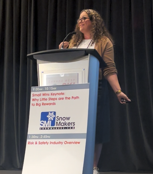 Leah MacDonald speaking at CWSAA Conference